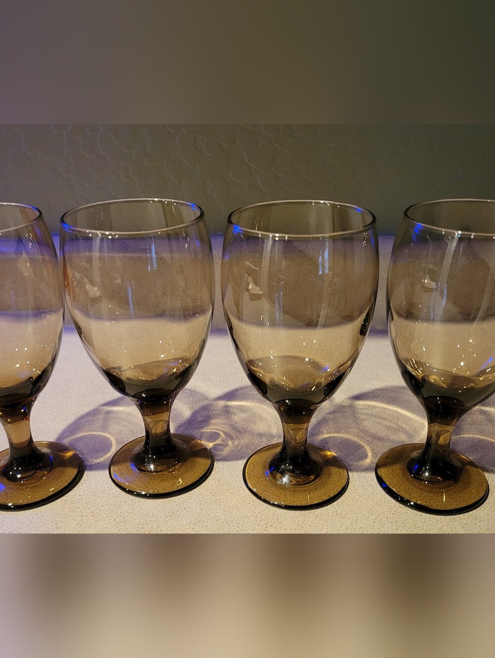 Libbey Smoky Brown Stemmed 7 Inch Tall Wine Glasses - Set of 4
